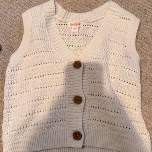 Cat & Jack Cream Open-Knit Sweater Vest with Wooden Buttons